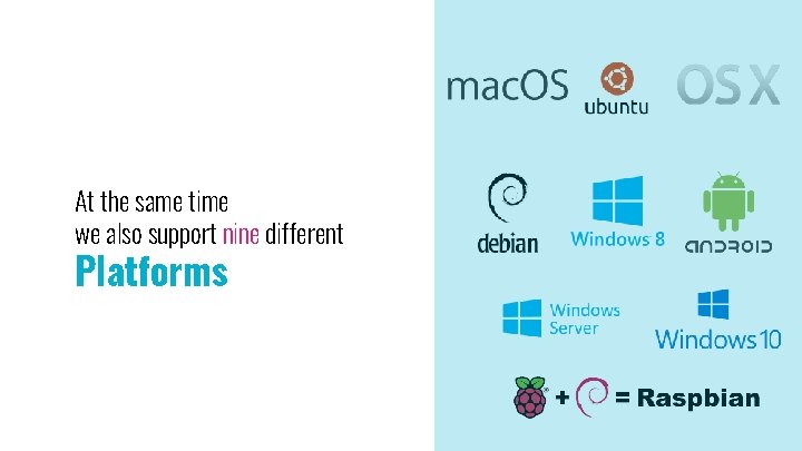 At the same time we also support nine different Platforms 