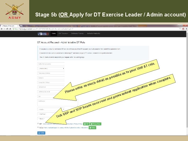 Stage 5 b (OR Apply for DT Exercise Leader / Admin account) ole. ur Stage 5 b (OR Apply for DT Exercise Leader / Admin account) ole. ur