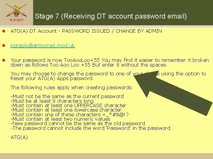 Stage 7 (Receiving DT account password email) l ATG(A) DT Account - PASSWORD ISSUED Stage 7 (Receiving DT account password email) l ATG(A) DT Account - PASSWORD ISSUED