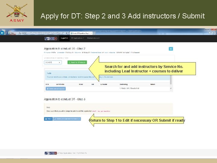 Apply for DT: Step 2 and 3 Add instructors / Submit Search for and Apply for DT: Step 2 and 3 Add instructors / Submit Search for and