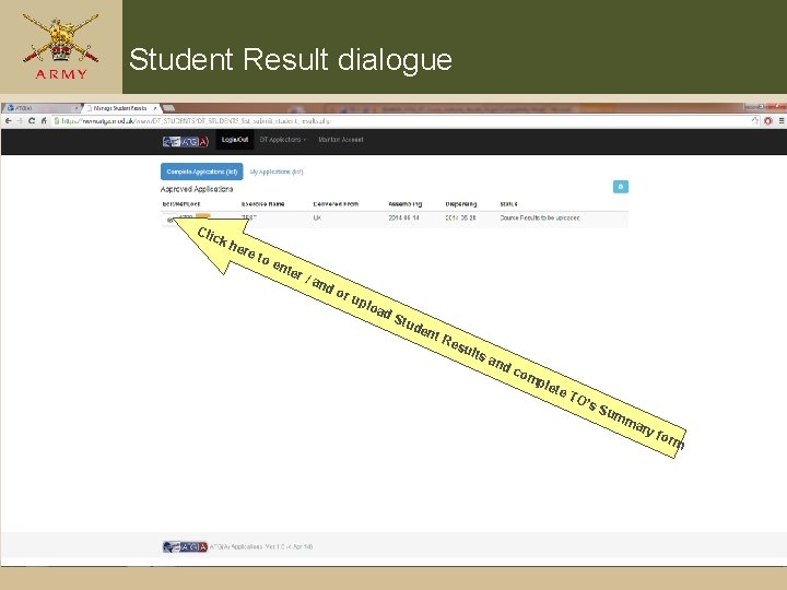 Student Result dialogue Cli ck her e to ent er / and or upl Student Result dialogue Cli ck her e to ent er / and or upl