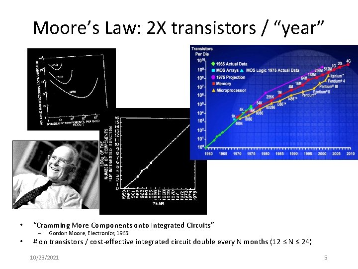 Moore’s Law: 2 X transistors / “year” • “Cramming More Components onto Integrated Circuits”