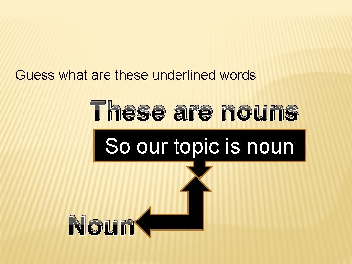 Guess what are these underlined words These are nouns So our topic is noun