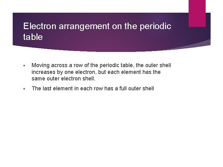 Electron arrangement on the periodic table § Moving across a row of the periodic