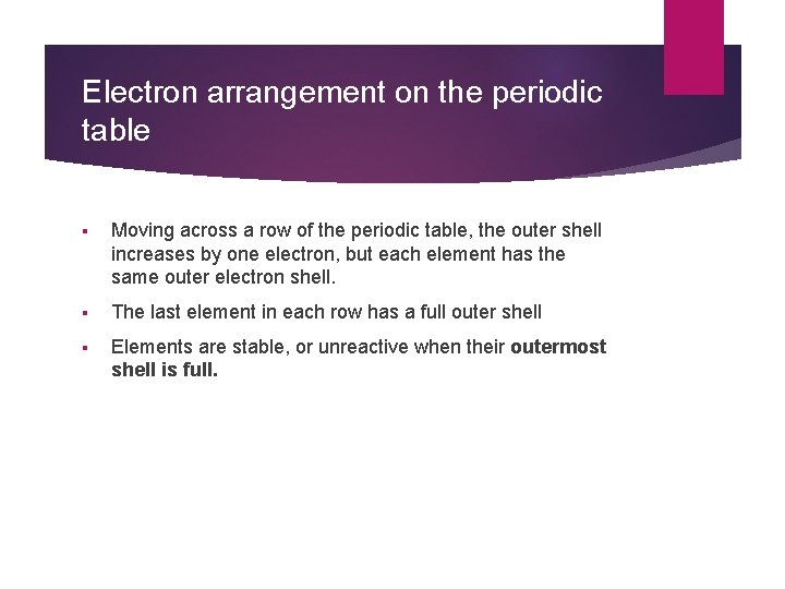 Electron arrangement on the periodic table § Moving across a row of the periodic