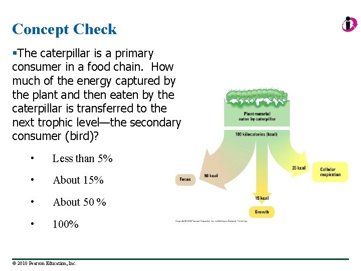 Concept Check §The caterpillar is a primary consumer in a food chain. How much