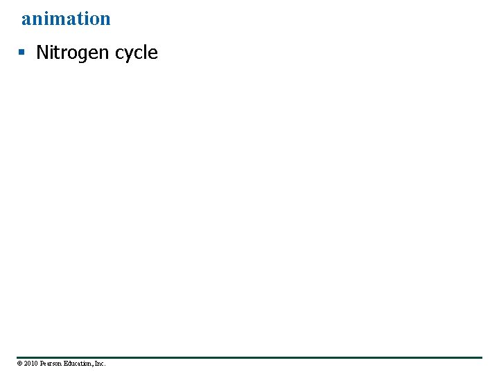 animation § Nitrogen cycle © 2010 Pearson Education, Inc. 