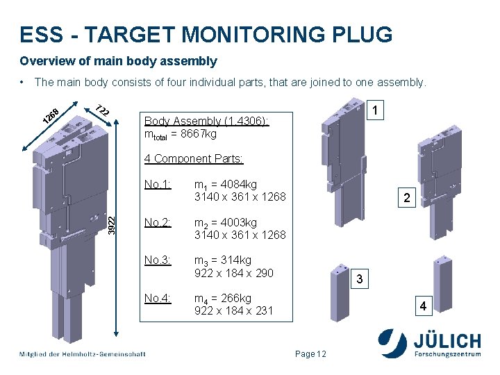 ESS - TARGET MONITORING PLUG Overview of main body assembly The main body consists ESS - TARGET MONITORING PLUG Overview of main body assembly The main body consists