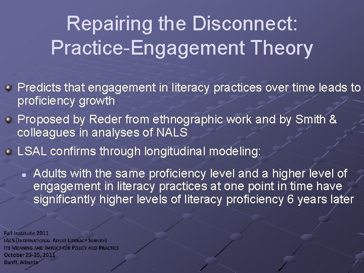 Repairing the Disconnect: Practice-Engagement Theory Predicts that engagement in literacy practices over time leads