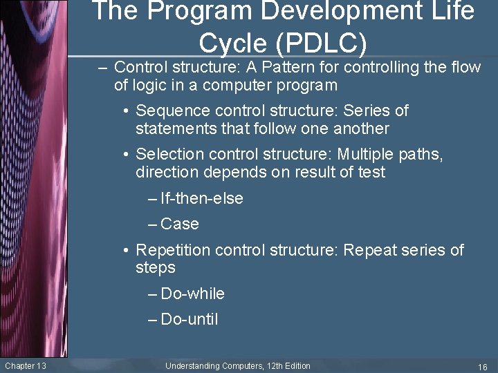 The Program Development Life Cycle (PDLC) – Control structure: A Pattern for controlling the
