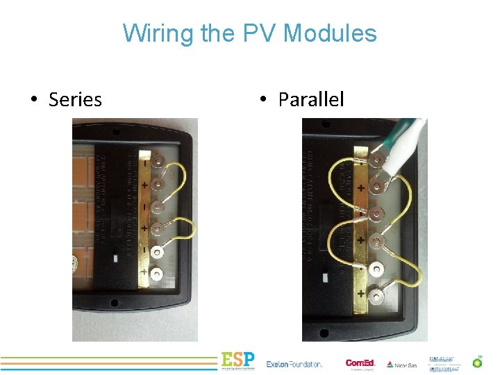 Wiring the PV Modules • Series • Parallel PROJECT TITLE 