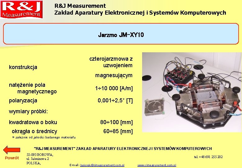 R&J Measurement Zakład Aparatury Elektronicznej i Systemów Komputerowych Jarzmo JM-XY 10 czterojarzmowa z uzwojeniem