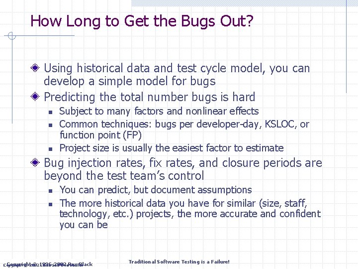 How Long to Get the Bugs Out? Using historical data and test cycle model,