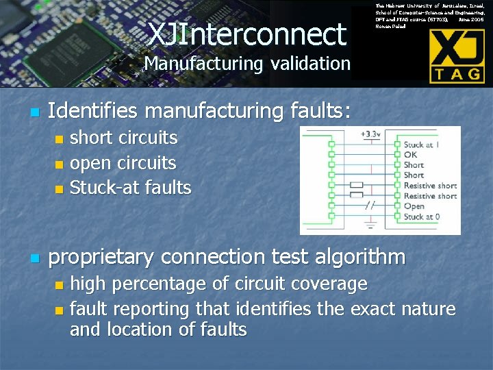 XJInterconnect The Hebrew University of Jerusalem, Israel, School of Computer-Science and Engineering, DFT and