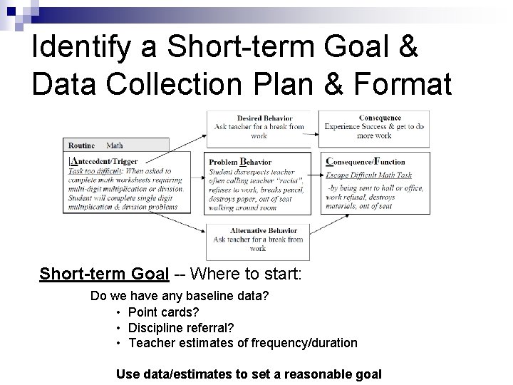 Identify a Short-term Goal & Data Collection Plan & Format Short-term Goal -- Where