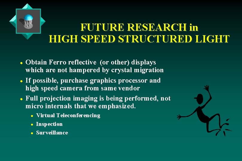 FUTURE RESEARCH in HIGH SPEED STRUCTURED LIGHT l l l Obtain Ferro reflective (or FUTURE RESEARCH in HIGH SPEED STRUCTURED LIGHT l l l Obtain Ferro reflective (or