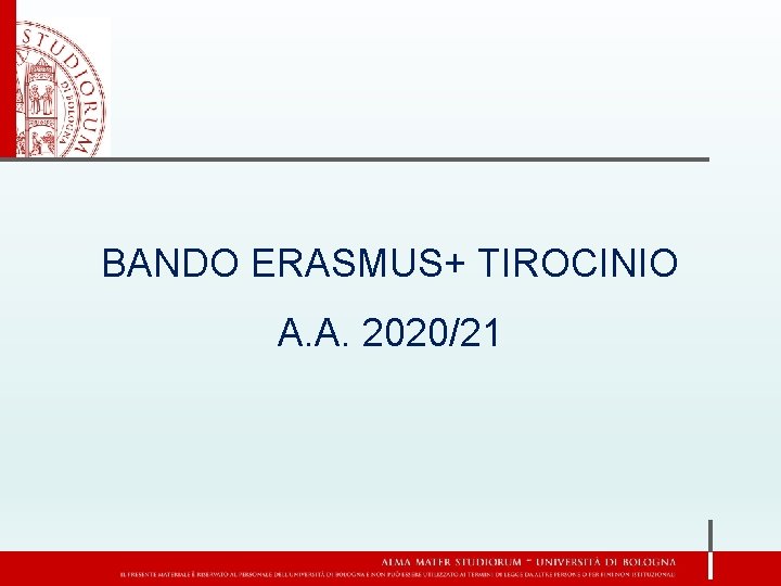 BANDO ERASMUS+ TIROCINIO A. A. 2020/21 