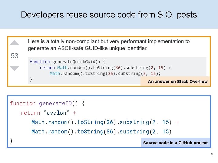 Developers reuse source code from S. O. posts An answer on Stack Overflow function