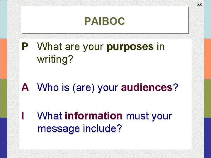 2 -5 PAIBOC P What are your purposes in writing? A Who is (are)