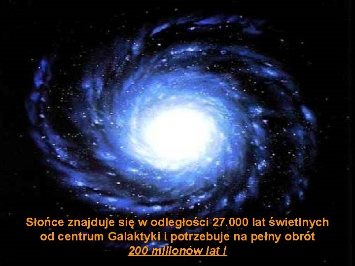 Słońce znajduje się w odległości 27. 000 lat świetlnych od centrum Galaktyki i potrzebuje