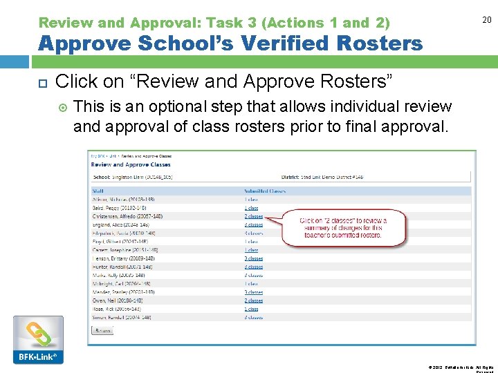 Review and Approval: Task 3 (Actions 1 and 2) 20 Approve School’s Verified Rosters