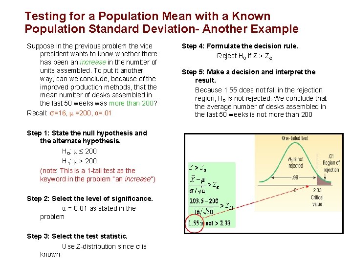 Testing for a Population Mean with a Known Population Standard Deviation- Another Example Suppose