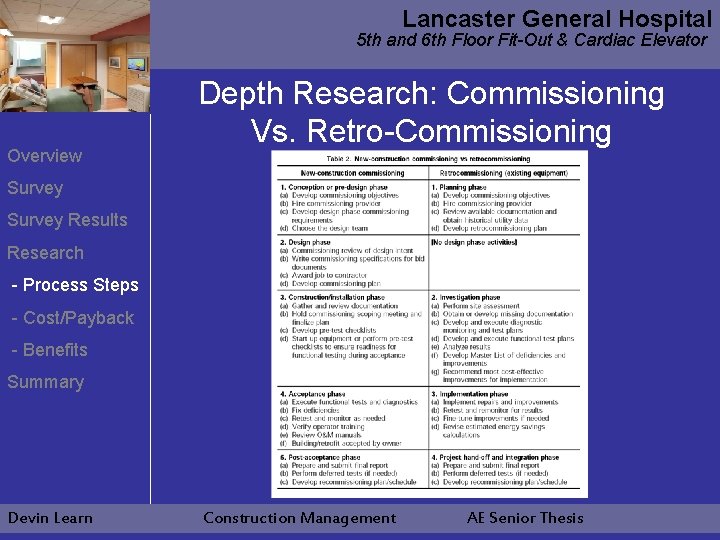 Lancaster General Hospital 5 th and 6 th Floor Fit-Out & Cardiac Elevator Overview