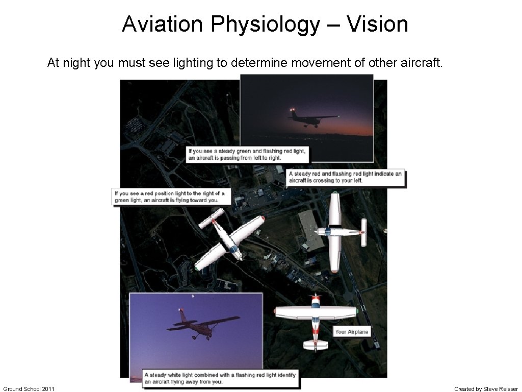 Aviation Physiology – Vision At night you must see lighting to determine movement of