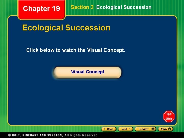 Chapter 19 Section 2 Ecological Succession Click below to watch the Visual Concept <