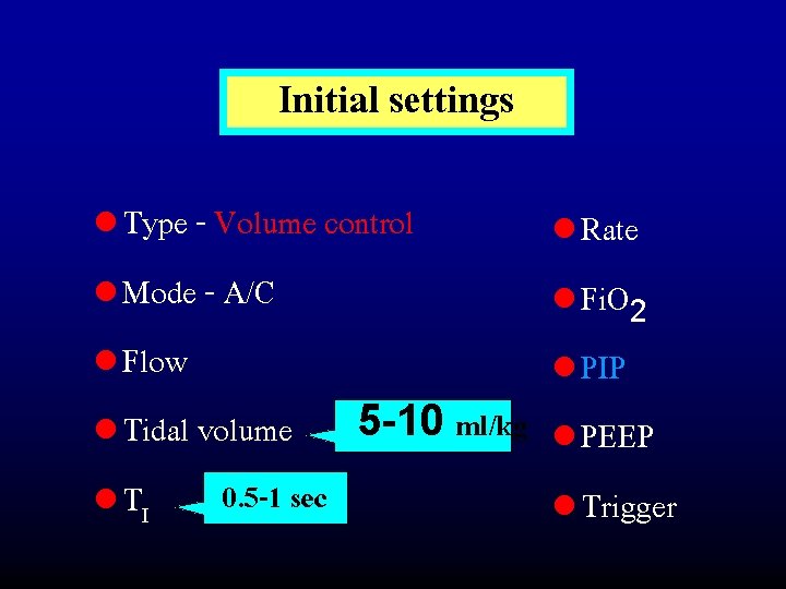 Initial settings l Type - Volume control l Mode - A/C l Fi. O