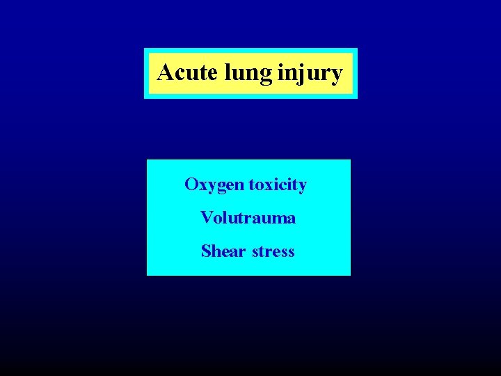 Acute lung injury Oxygen toxicity Volutrauma Shear stress 