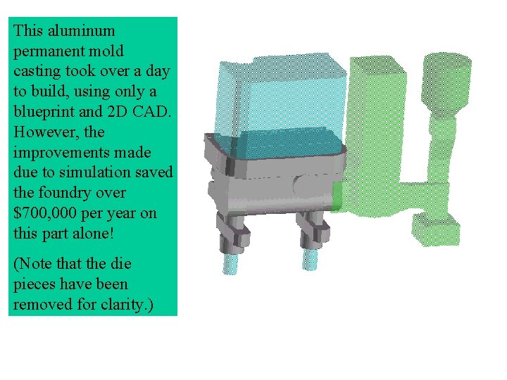 This aluminum permanent mold casting took over a day to build, using only a
