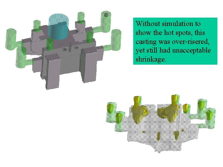Without simulation to show the hot spots, this casting was over-risered, yet still had