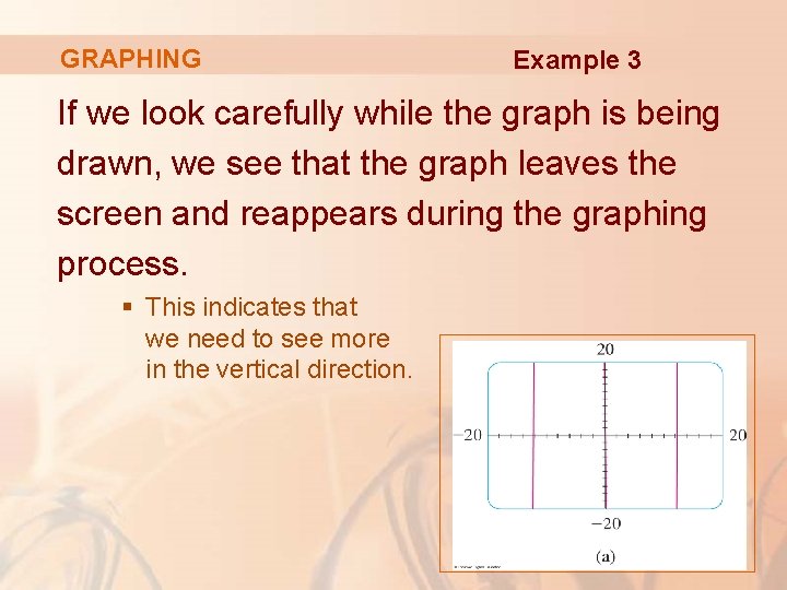GRAPHING Example 3 If we look carefully while the graph is being drawn, we