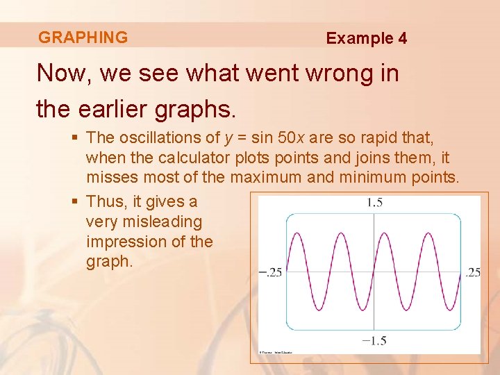 GRAPHING Example 4 Now, we see what went wrong in the earlier graphs. §