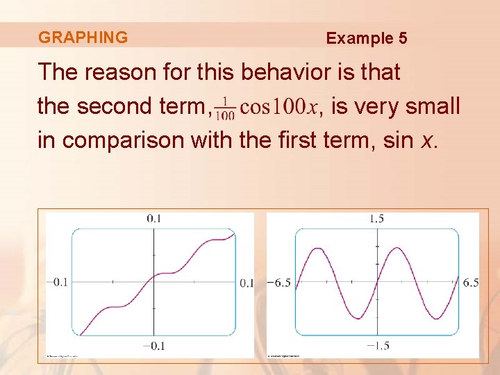 GRAPHING Example 5 The reason for this behavior is that the second term, ,