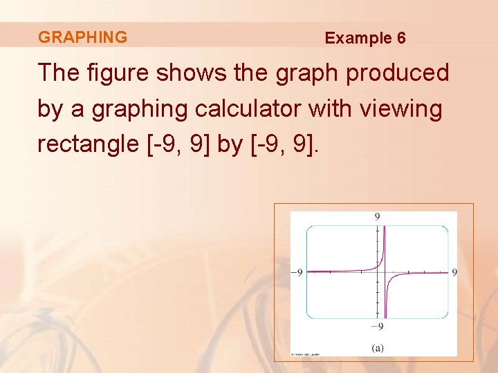 GRAPHING Example 6 The figure shows the graph produced by a graphing calculator with