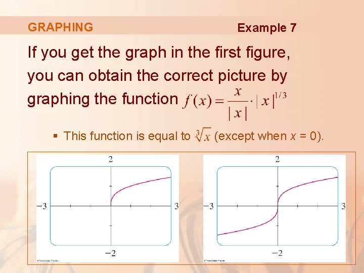 GRAPHING Example 7 If you get the graph in the first figure, you can