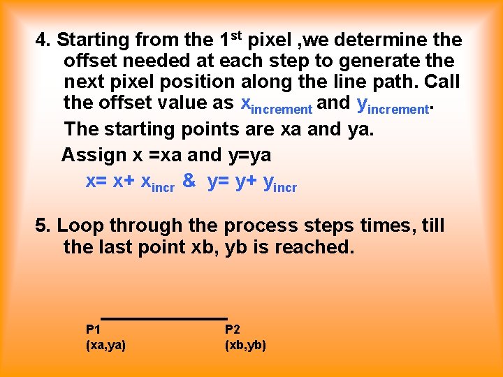 4. Starting from the 1 st pixel , we determine the offset needed at