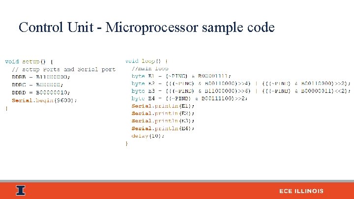 Control Unit - Microprocessor sample code 