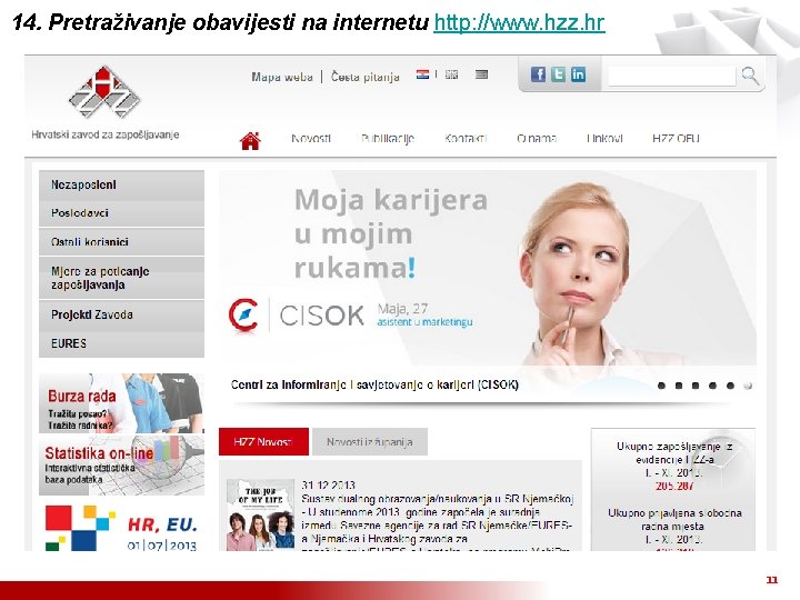 14. Pretraživanje obavijesti na internetu http: //www. hzz. hr 11 