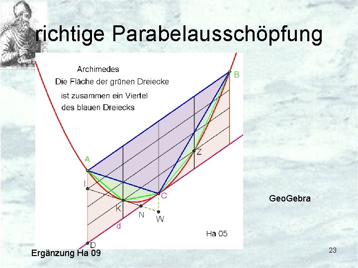 richtige Parabelausschöpfung Geo. Gebra Ergänzung Ha 09 23 