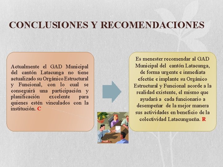 CONCLUSIONES Y RECOMENDACIONES Actualmente el GAD Municipal del cantón Latacunga no tiene actualizado su