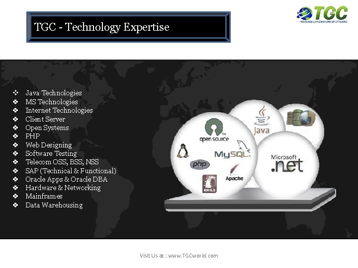 TGC - Technology Expertise v Java Technologies v v v v MS Technologies Internet