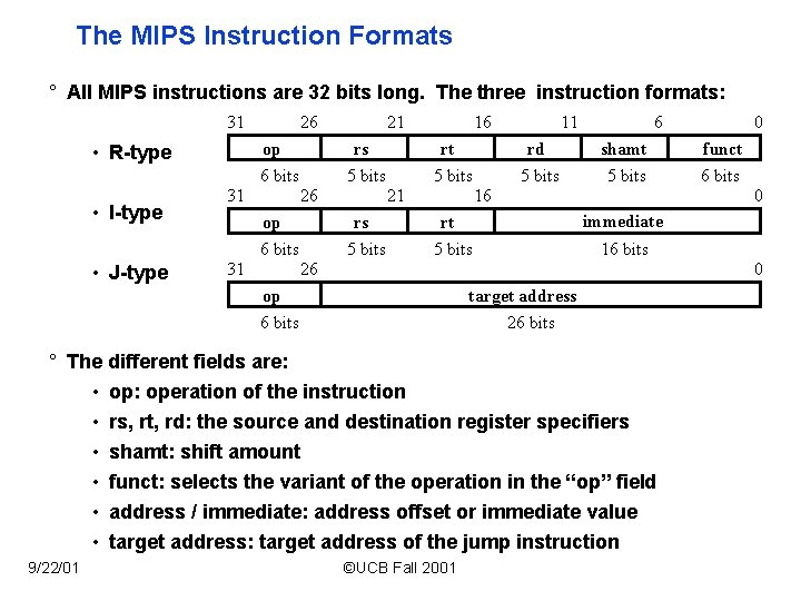 ECS 154 B Computer Architecture Designing a Single