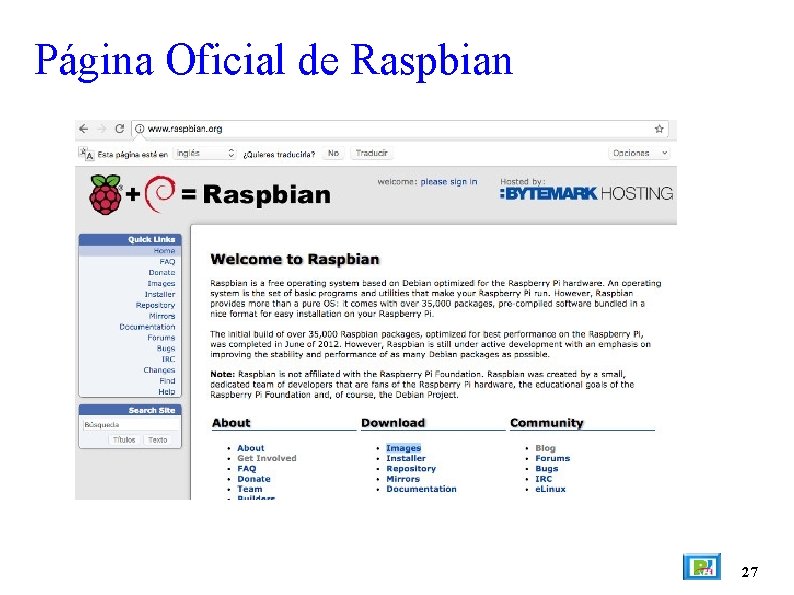 Página Oficial de Raspbian 27 