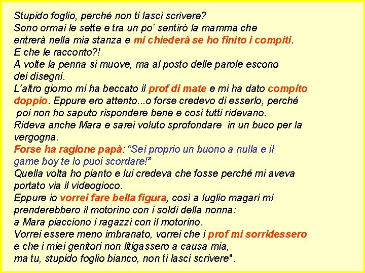 Stupido foglio, perché non ti lasci scrivere? Sono ormai le sette e tra un