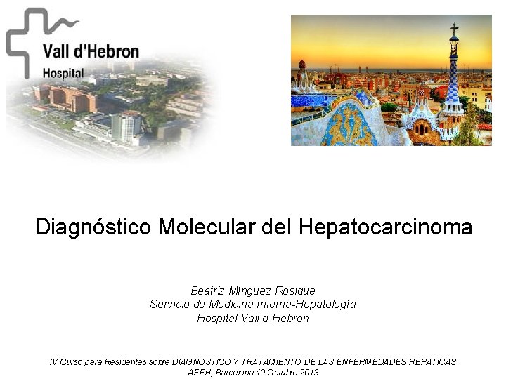 Diagnóstico Molecular del Hepatocarcinoma Beatriz Mínguez Rosique Servicio de Medicina Interna-Hepatología Hospital Vall d´Hebron