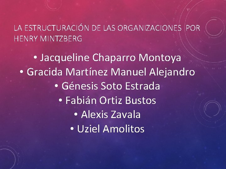 LA ESTRUCTURACIÓN DE LAS ORGANIZACIONES POR HENRY MINTZBERG • Jacqueline Chaparro Montoya • Gracida
