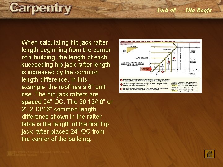 Unit 48 — Hip Roofs When calculating hip jack rafter length beginning from the